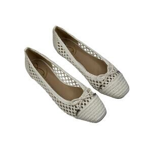 Sam Edelman May White Ballet Flat Woven Womens Size 7M Bow New $140